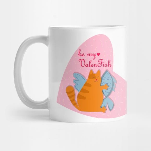 Be my valentine chonk cat holding fish by Cute-Design